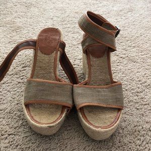 Madewell 1937 leather & fabric espadrille wedge